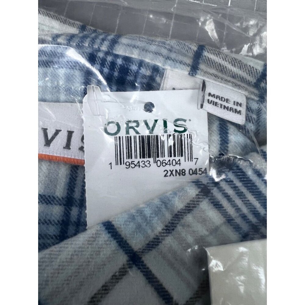 Orvis Mens Tech Check Flannel Long Sleeve Shirt XL Blue/White Plaid - Picture 8 of 9